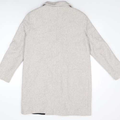 Zara Womens Grey Overcoat Coat Size L Button