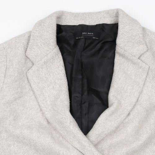 Zara Womens Grey Overcoat Coat Size L Button