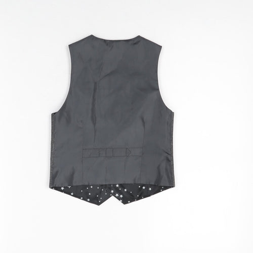 NEXT Boys Grey Geometric Polyester Basic Button-Up Size 5 Years V-Neck Button - Waistcoat