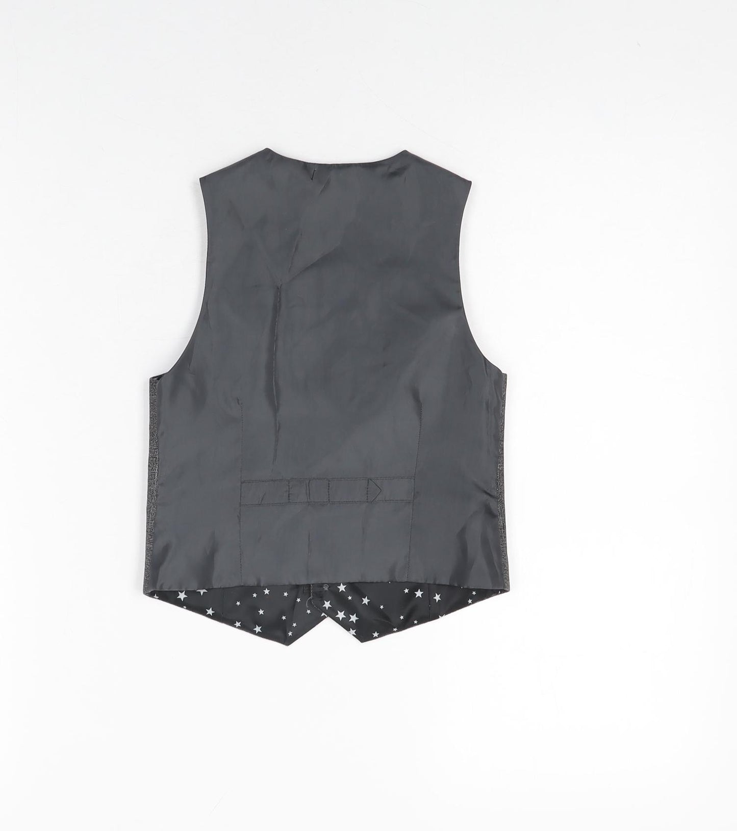 NEXT Boys Grey Geometric Polyester Basic Button-Up Size 5 Years V-Neck Button - Waistcoat