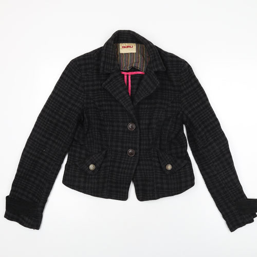 Guru Womens Black Geometric Jacket Coat Size L Button