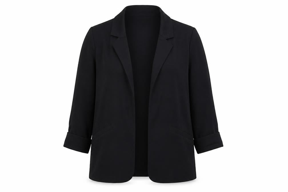 Front view of Oasis women’s black jacket, size UK 10