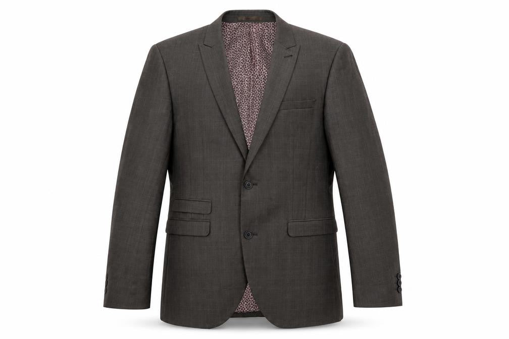 Front view of Next men’s grey polyester jacket suit jacket, size 40, regular