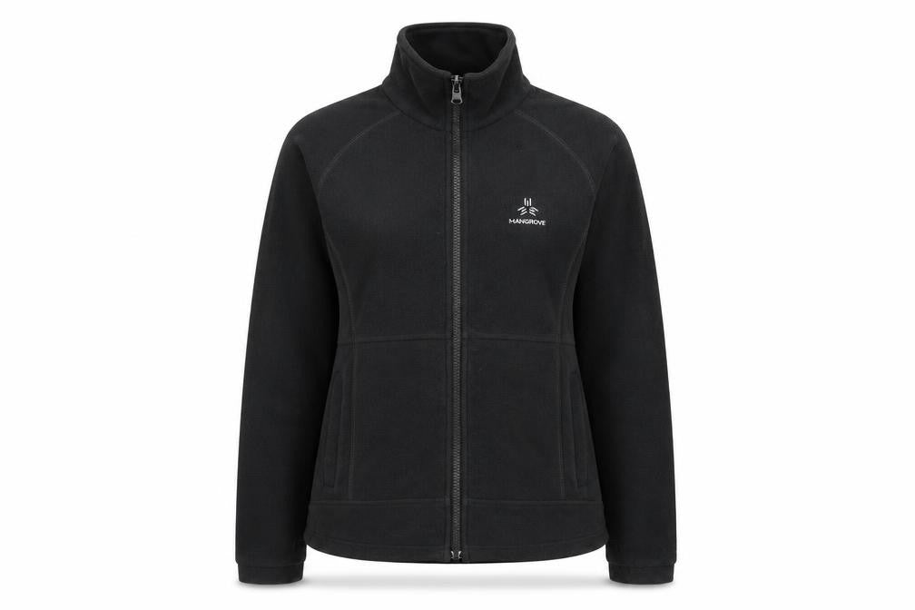 Front view of Mangrove women’s grey polyester full zip sweatshirt, size M, zip