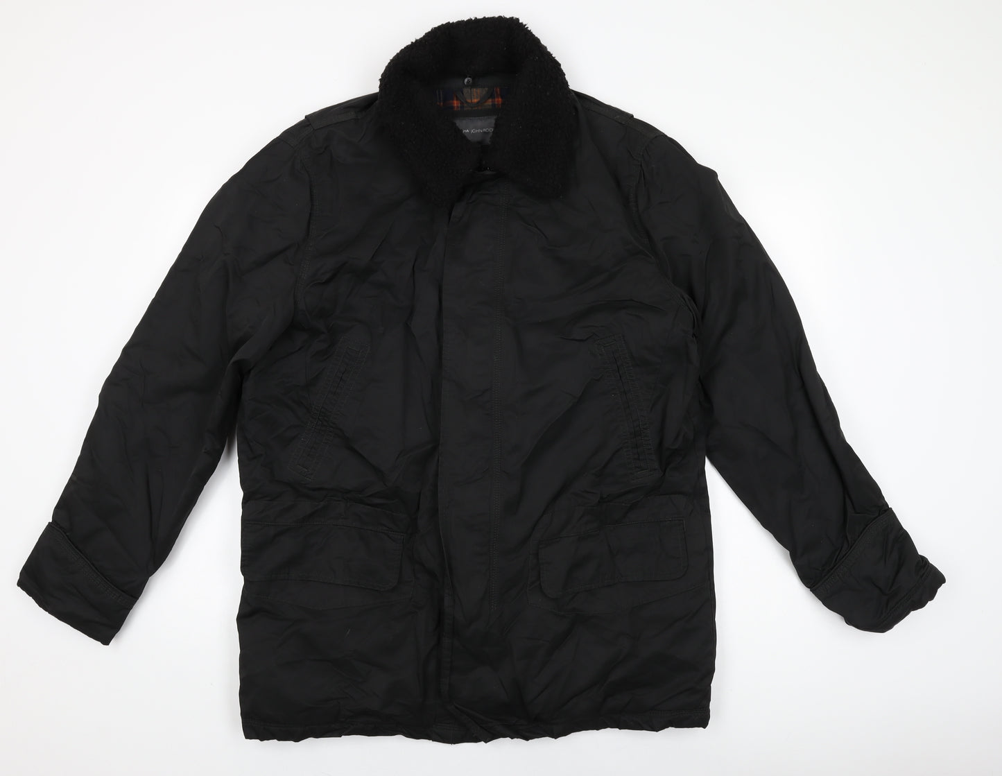Rocha John Rocha Mens Black Overcoat Coat Size L Zip