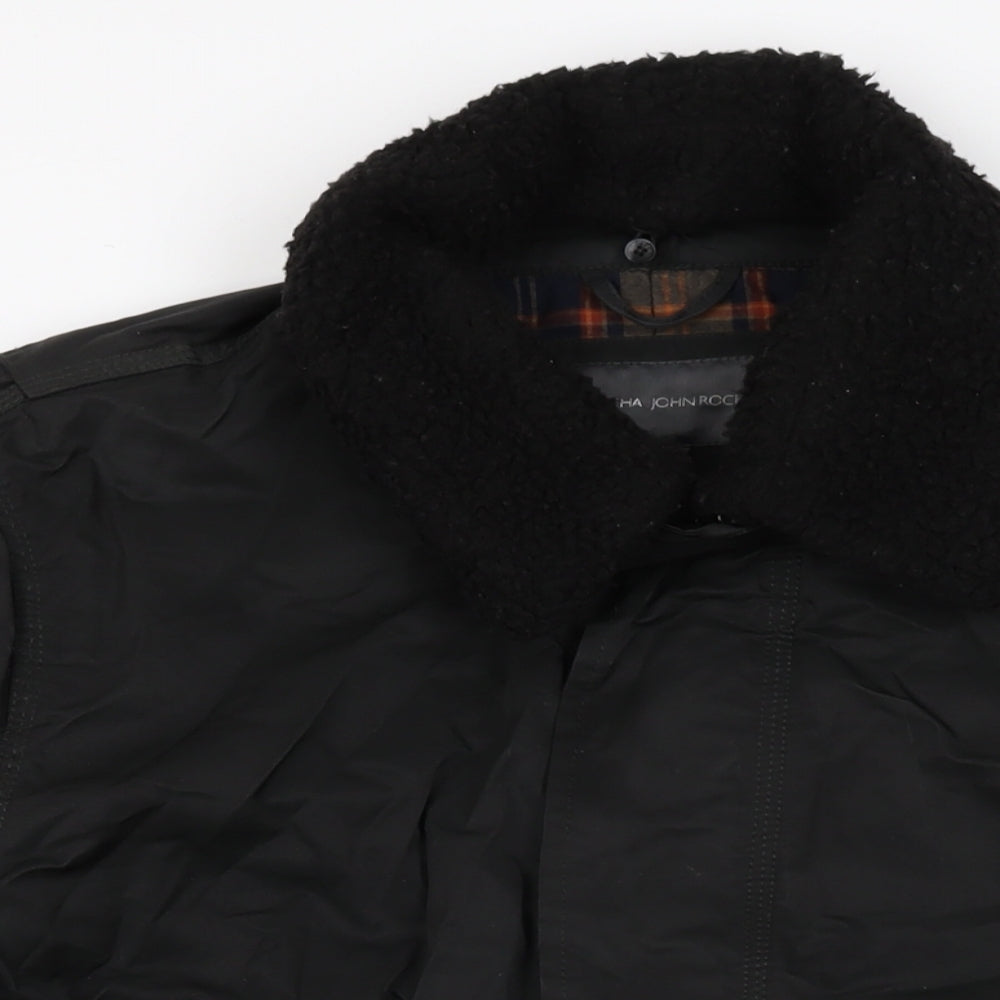 Rocha John Rocha Mens Black Overcoat Coat Size L Zip