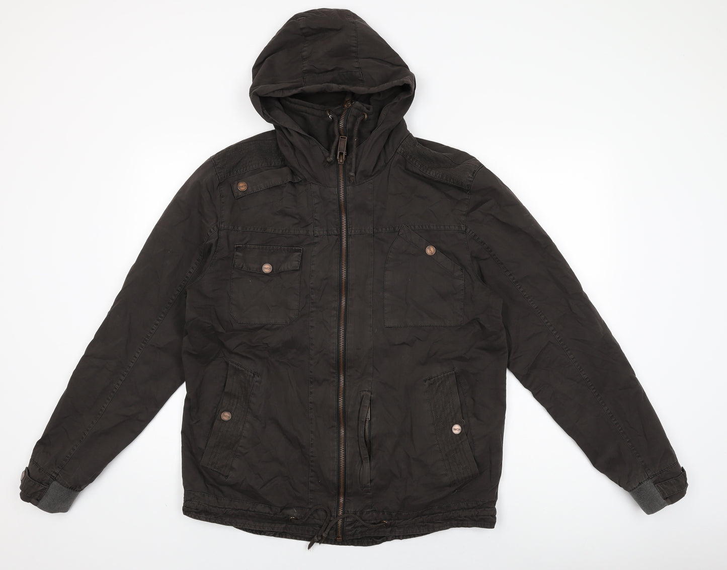 Crafted Mens Brown Overcoat Coat Size M Zip