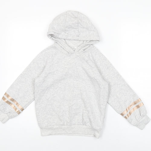 Marks and Spencer Girls Grey Polyester Pullover Hoodie Size 7-8 Years Pullover