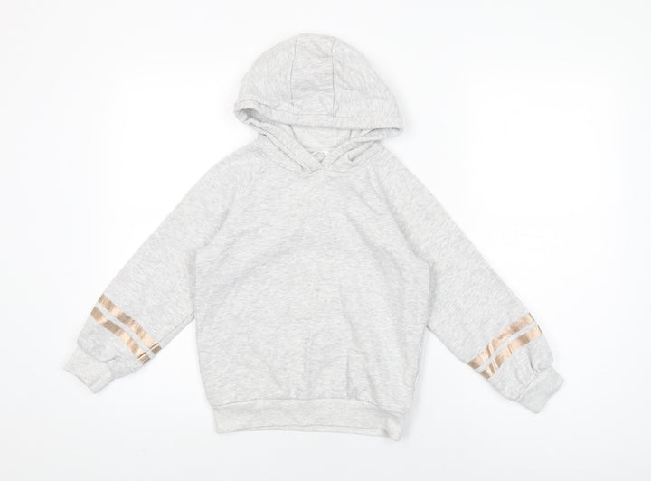 Marks and Spencer Girls Grey Polyester Pullover Hoodie Size 7-8 Years Pullover