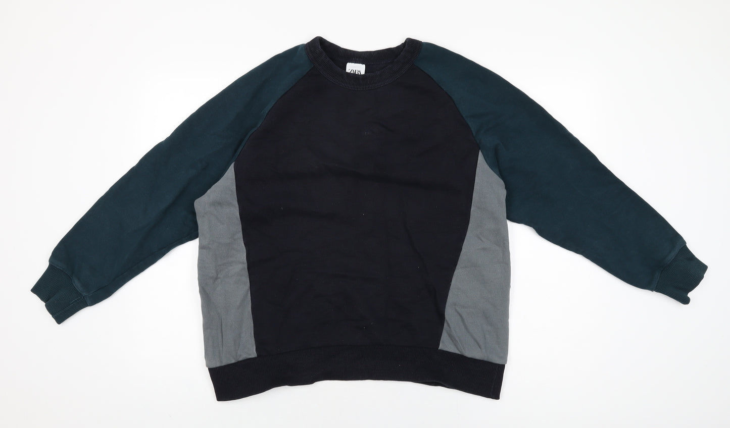 Zara Womens Blue Cotton Pullover Sweatshirt Size L Pullover