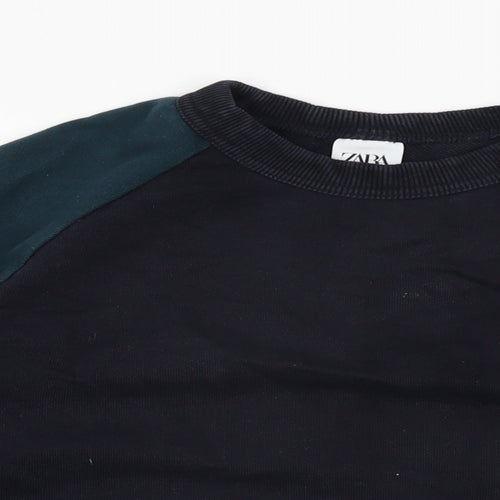 Zara Womens Blue Cotton Pullover Sweatshirt Size L Pullover