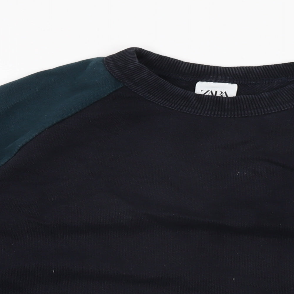 Zara Womens Blue Cotton Pullover Sweatshirt Size L Pullover