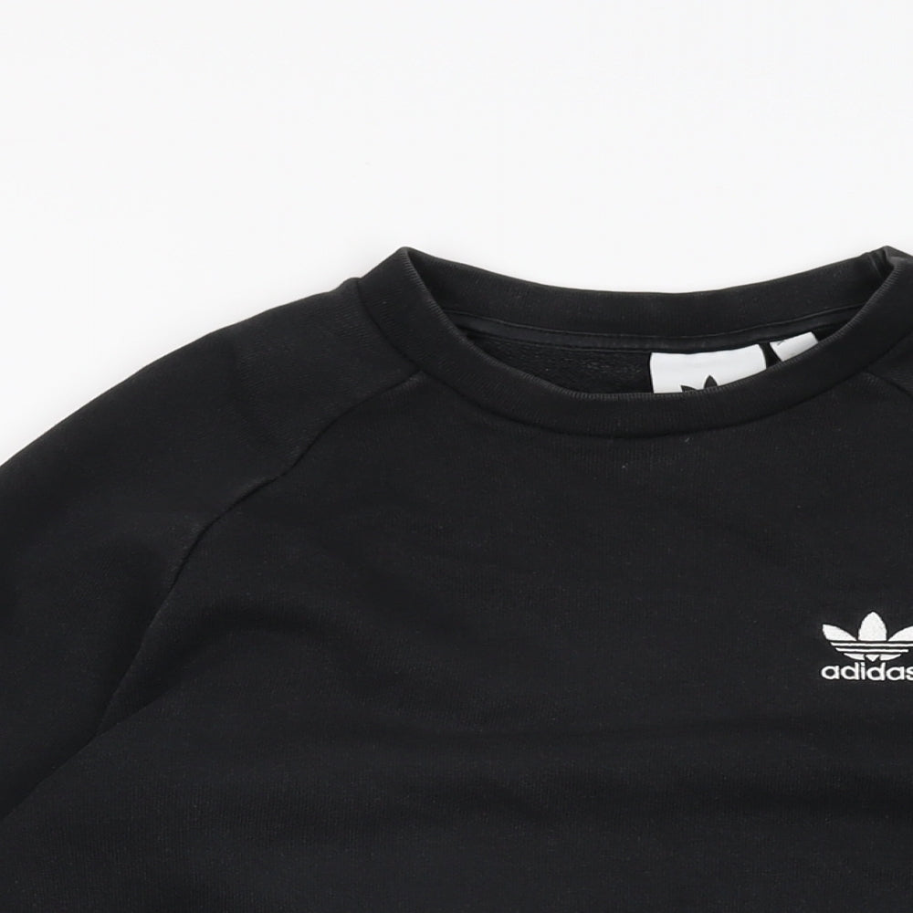 adidas Mens Black Cotton Pullover Sweatshirt Size XS