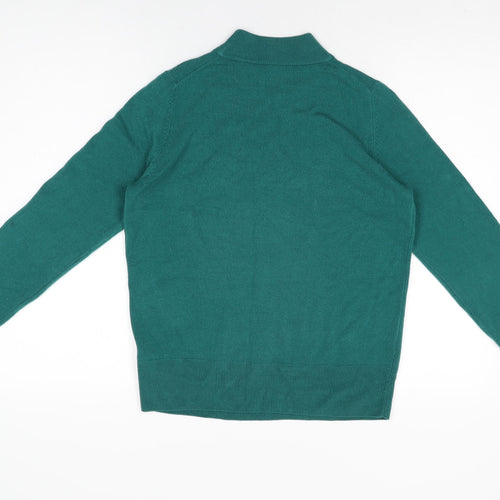 Marks and Spencer Womens Green Acrylic Basic T-Shirt Size 12 High Neck
