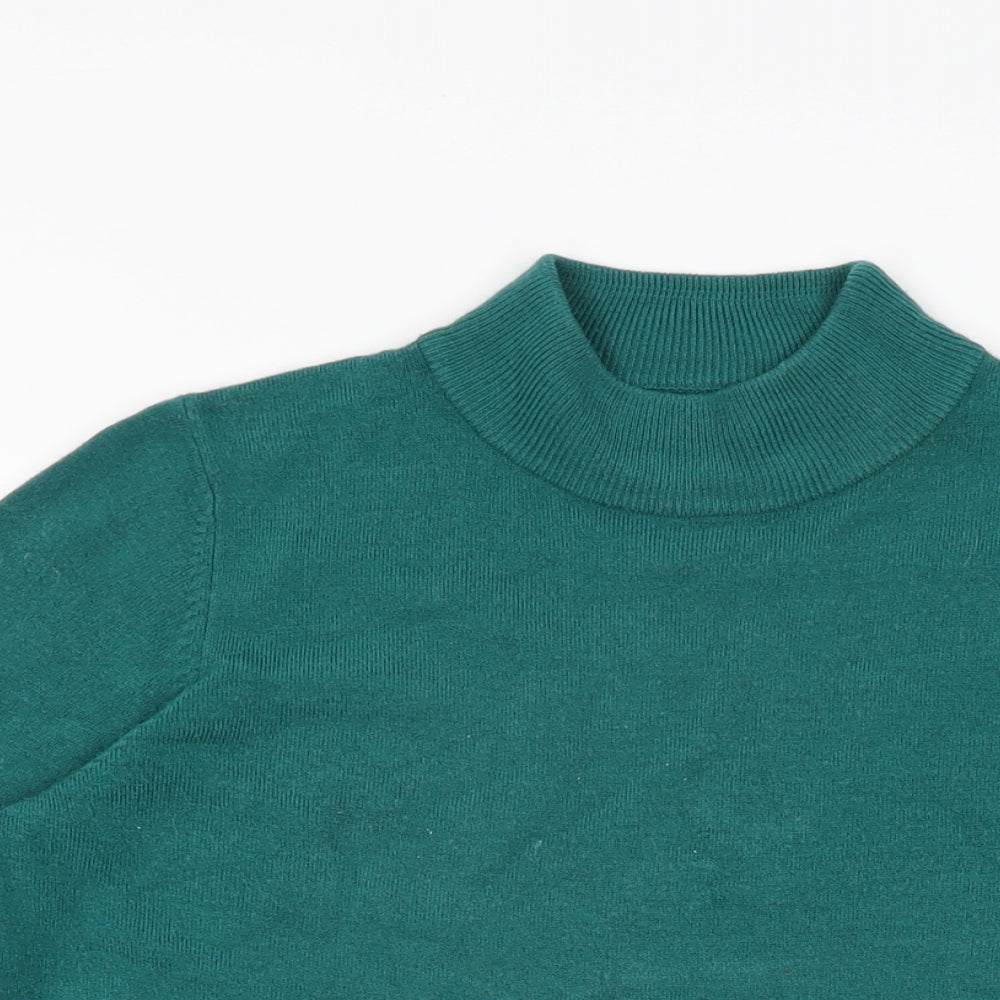 Marks and Spencer Womens Green Acrylic Basic T-Shirt Size 12 High Neck