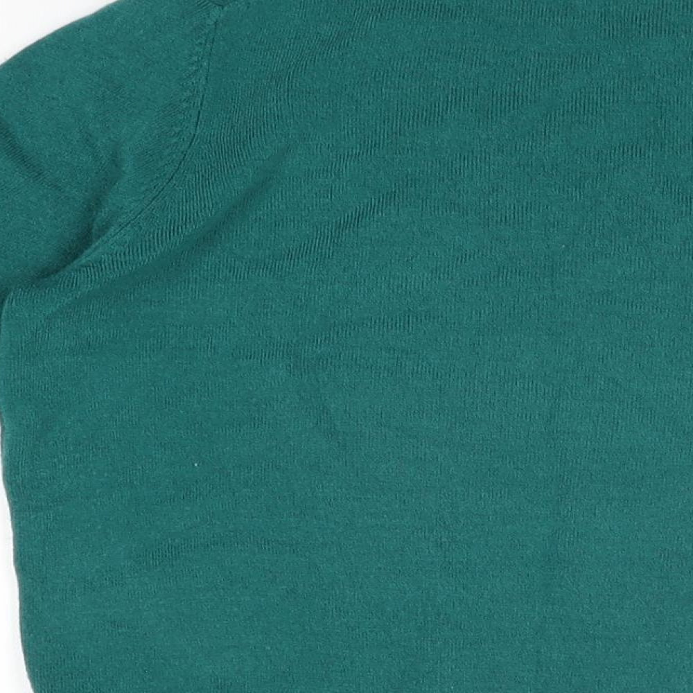 Marks and Spencer Womens Green Acrylic Basic T-Shirt Size 12 High Neck