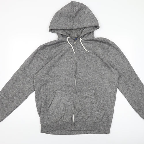 H&M Mens Grey Cotton Full Zip Hoodie Size M