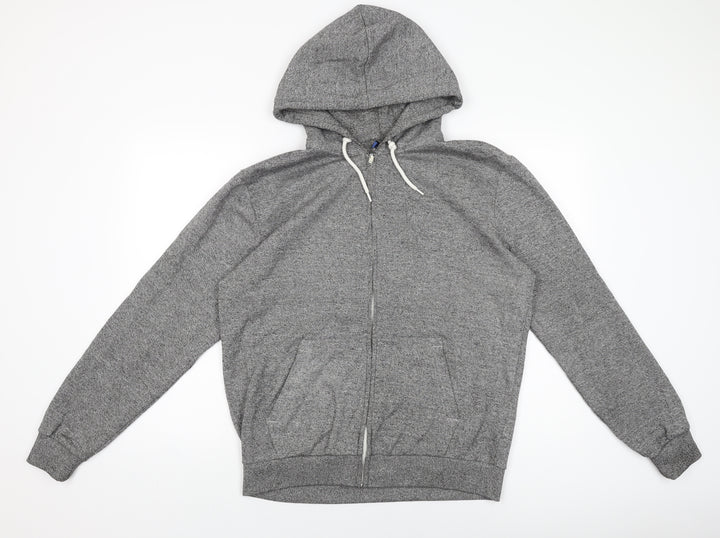 H&M Mens Grey Cotton Full Zip Hoodie Size M