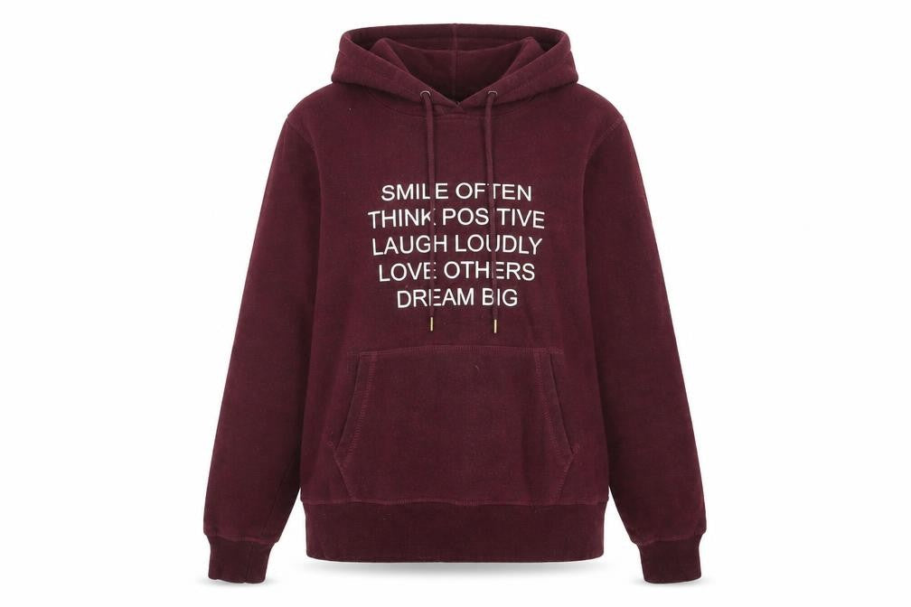 Front view of Amisu women’s red cotton pullover hoodie, size L, pullover