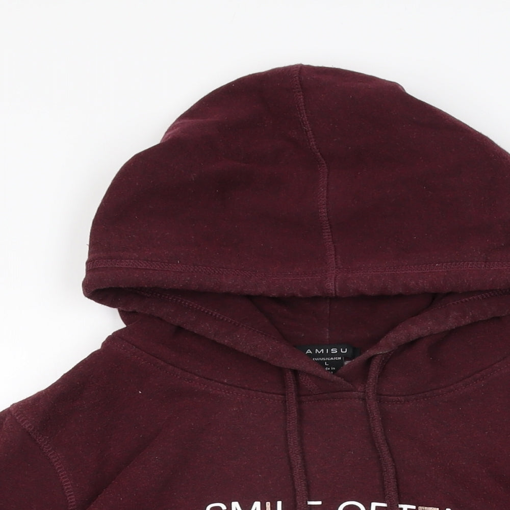 Amisu Womens Red Cotton Pullover Hoodie Size L Pullover