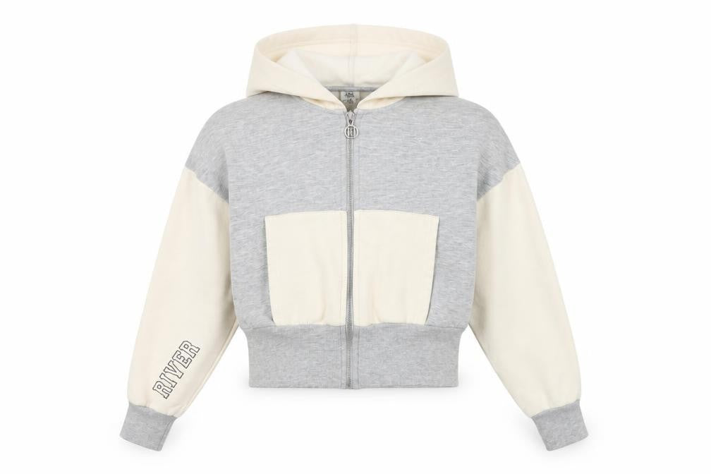 River Island Girls Grey Cotton Full Zip Hoodie Size 11-12 Years Zip