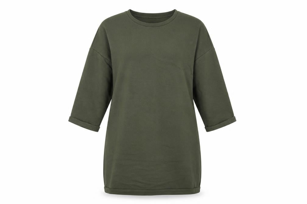 Dorothy Perkins Womens Green Cotton Jumper Dress Size 14 Crew Neck Pullover