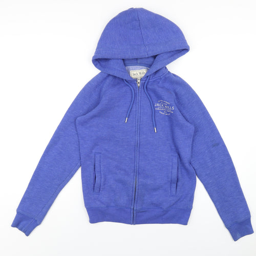 Jack Wills Womens Blue Cotton Full Zip Hoodie Size 10 Zip