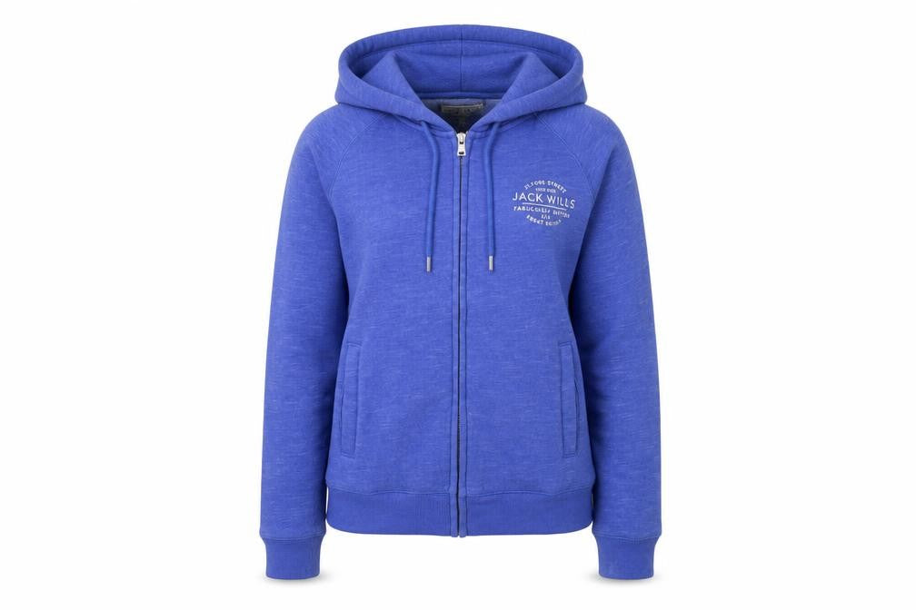 Jack Wills Womens Blue Cotton Full Zip Hoodie Size 10 Zip