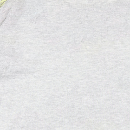 French Connection Womens Grey Floral Viscose Basic T-Shirt Size 10 Round Neck