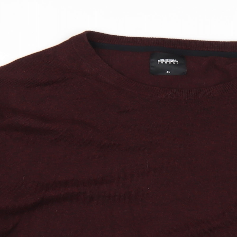 Burton Mens Red Crew Neck Cotton Pullover Jumper Size XL Long Sleeve