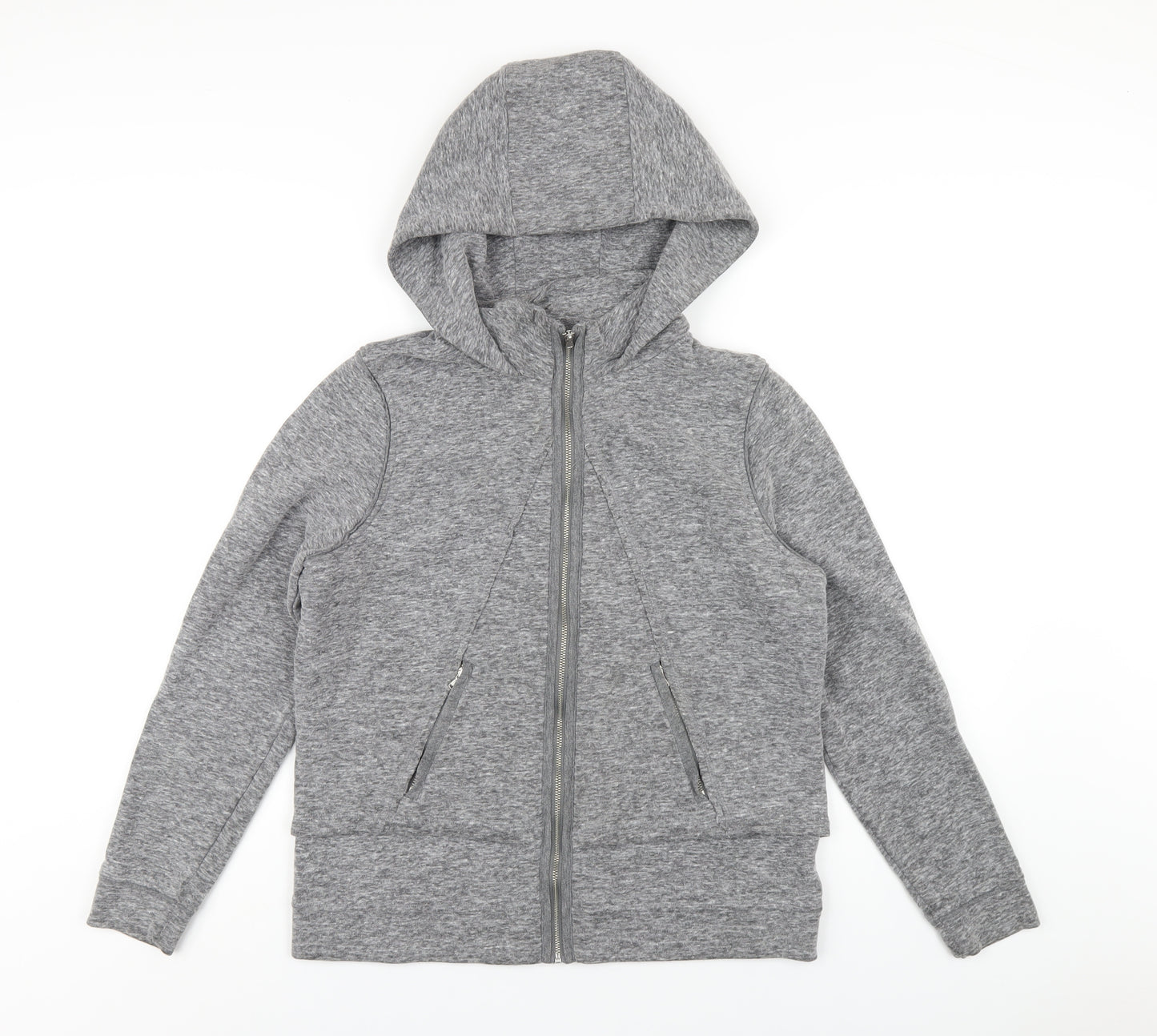 Mint Velvet Womens Grey Cotton Full Zip Hoodie Size 14 Zip