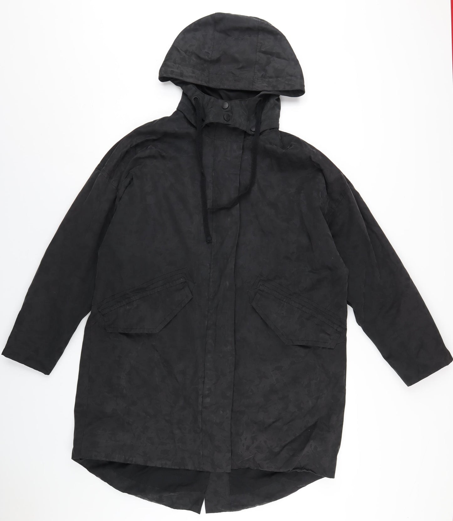 Kin Womens Black Rain Coat Coat Size 8 Zip