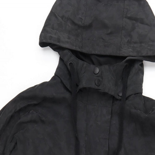 Kin Womens Black Rain Coat Coat Size 8 Zip