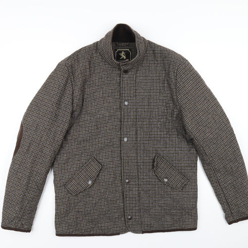 Sterling Mens Brown Plaid Quilted Coat Size S Zip