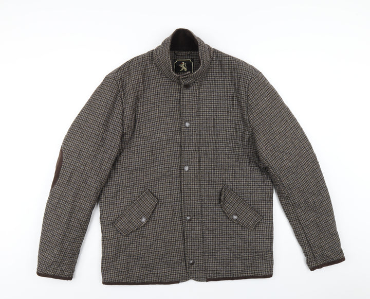 Sterling Mens Brown Plaid Quilted Coat Size S Zip