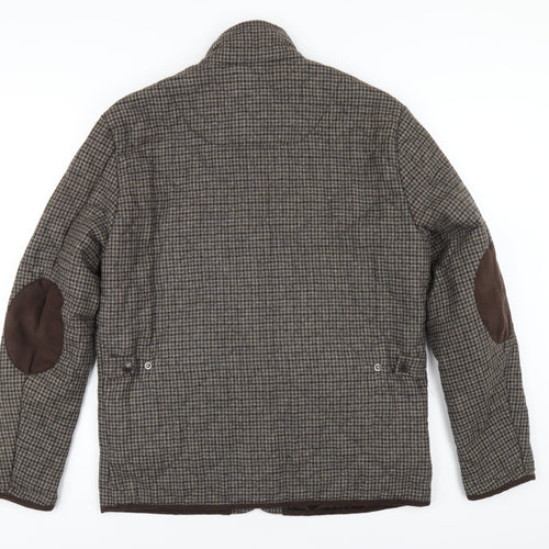 Sterling Mens Brown Plaid Quilted Coat Size S Zip