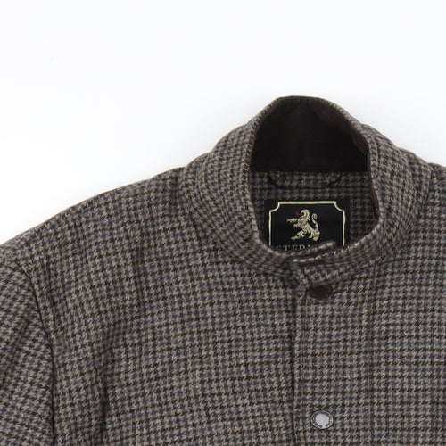 Sterling Mens Brown Plaid Quilted Coat Size S Zip