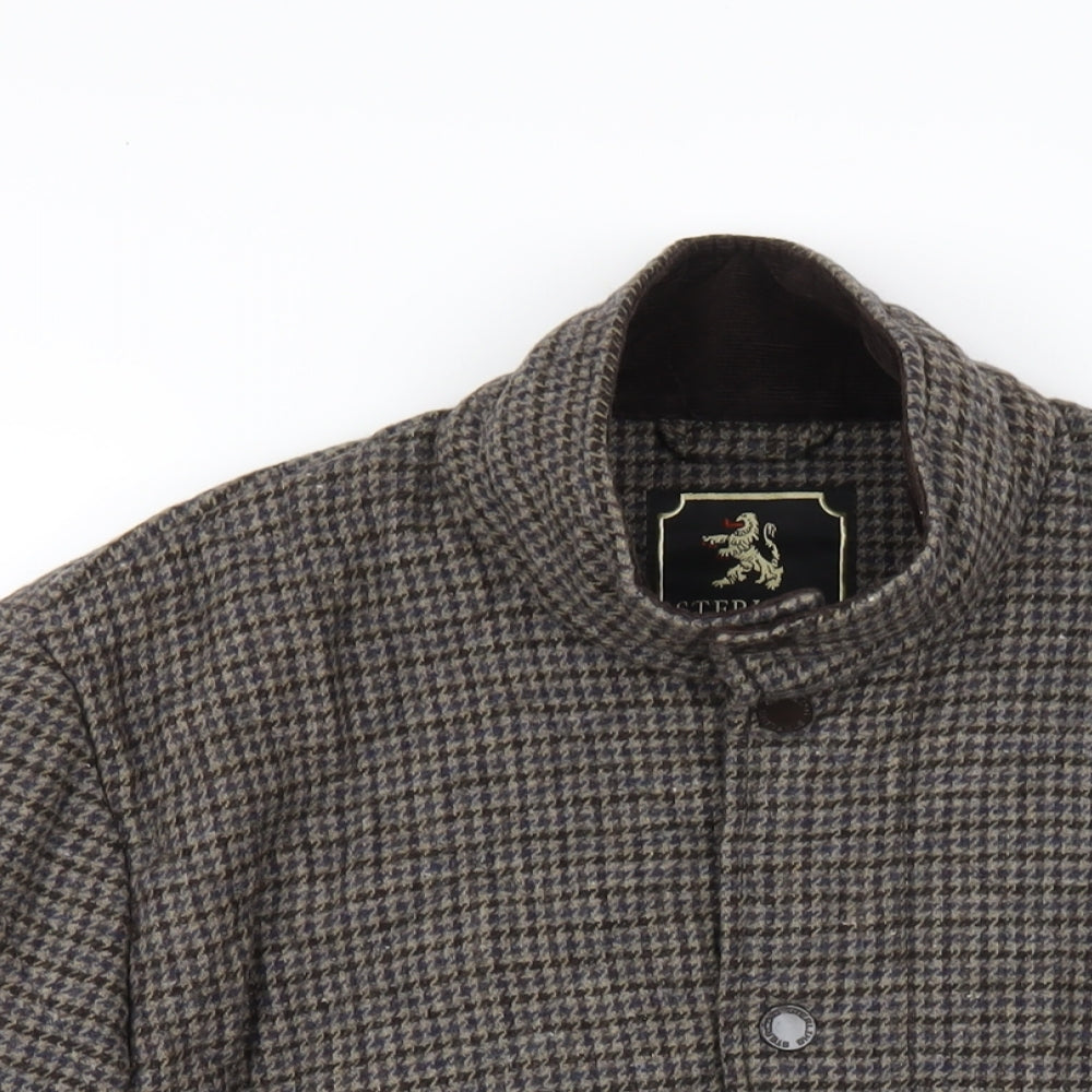 Sterling Mens Brown Plaid Quilted Coat Size S Zip