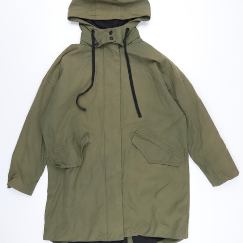 Kin Womens Green Rain Coat Coat Size 8 Zip