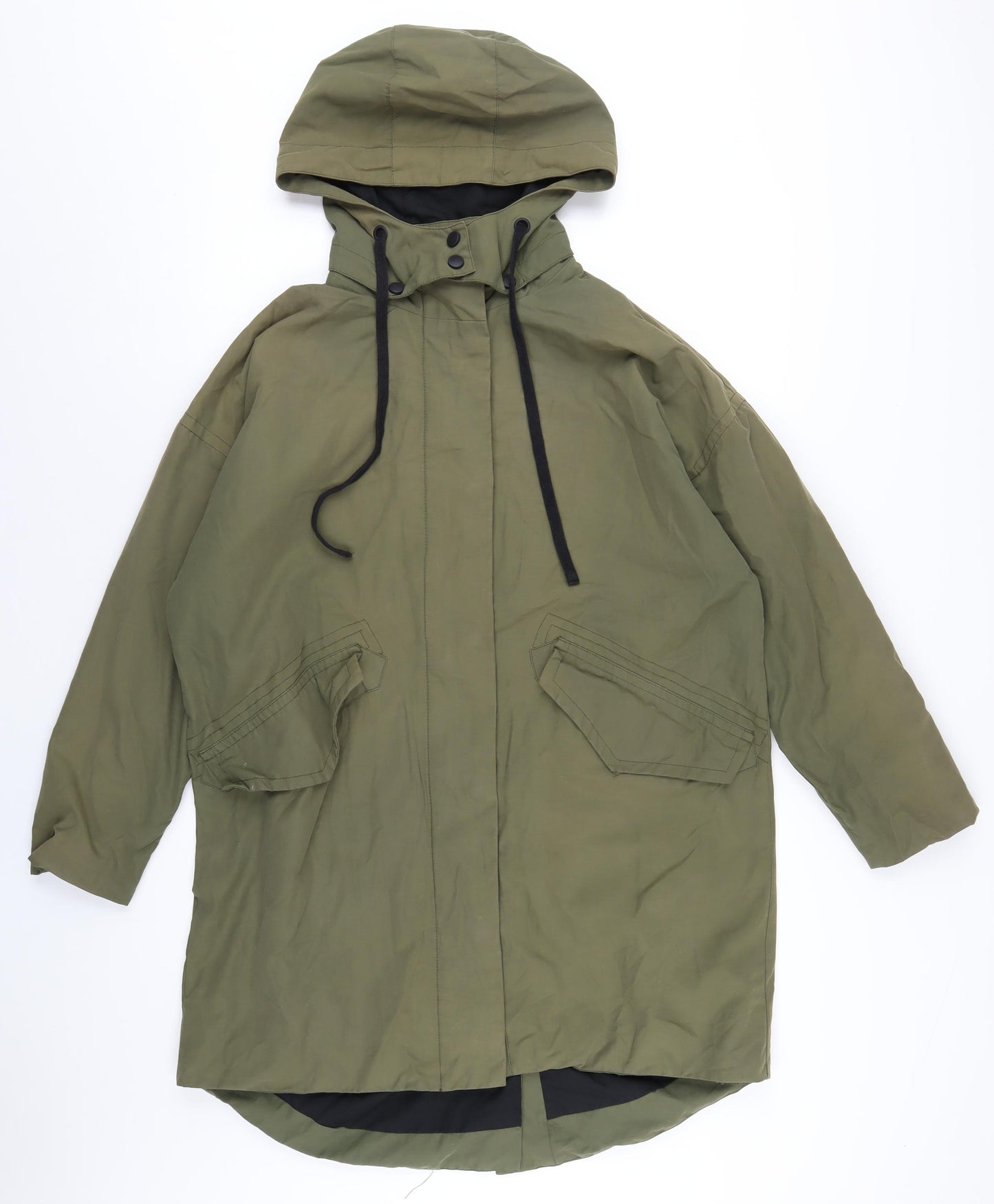 Kin Womens Green Rain Coat Coat Size 8 Zip