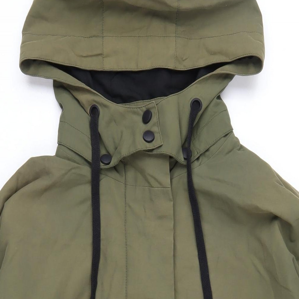 Kin Womens Green Rain Coat Coat Size 8 Zip