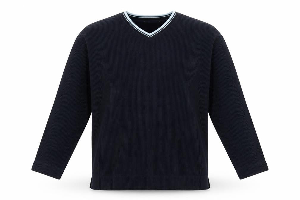 Front view of Blue Harbour men’s blue polyester pullover sweatshirt, size XL