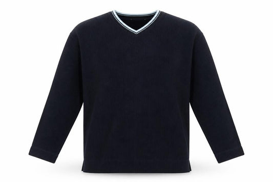 Front view of Blue Harbour men’s blue polyester pullover sweatshirt, size XL
