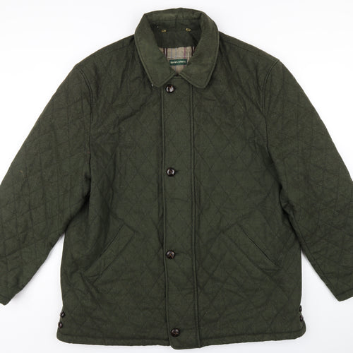 Rowlands Mens Green Quilted Coat Size XL Button
