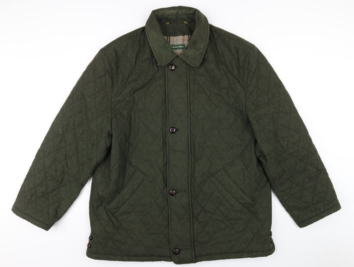 Rowlands Mens Green Quilted Coat Size XL Button