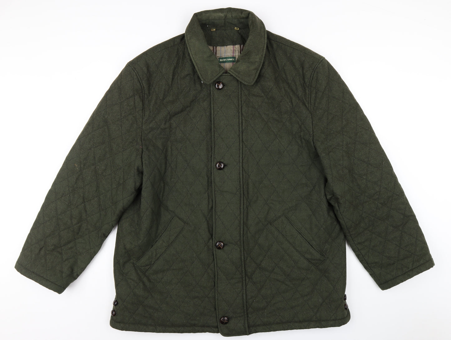 Rowlands Mens Green Quilted Coat Size XL Button