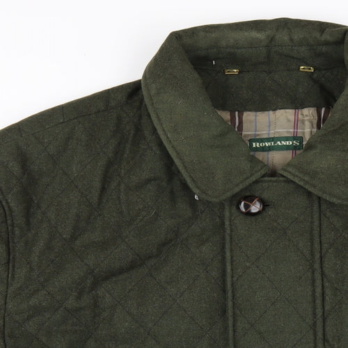 Rowlands Mens Green Quilted Coat Size XL Button