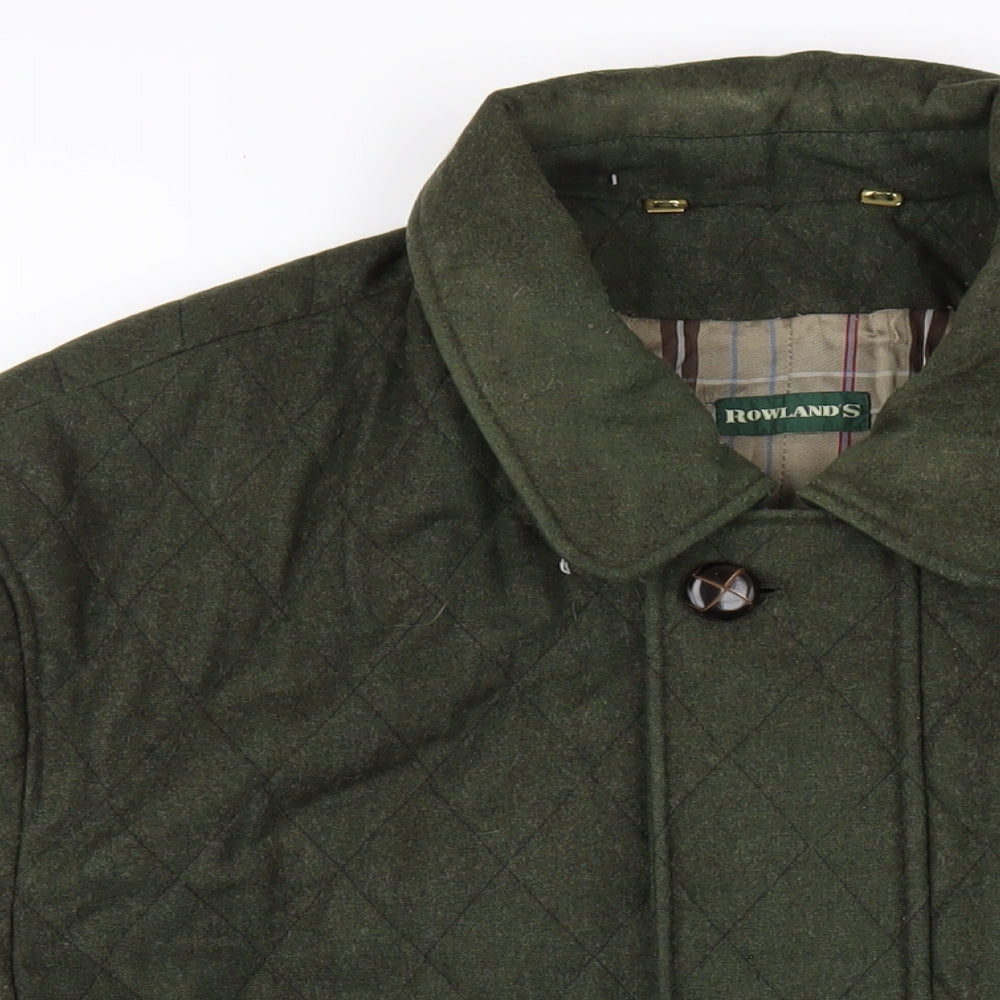 Rowlands Mens Green Quilted Coat Size XL Button