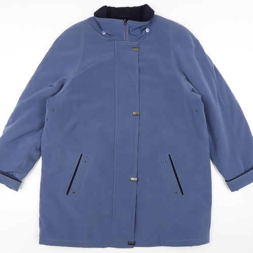 EWM Womens Blue Rain Coat Coat Size 16 Zip