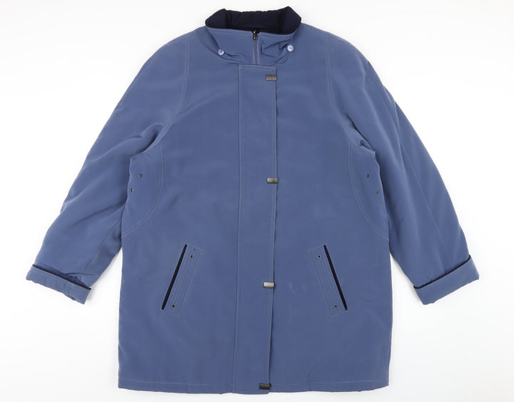 EWM Womens Blue Rain Coat Coat Size 16 Zip